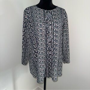 Van Heusen Women's Black and White Patterned Top
